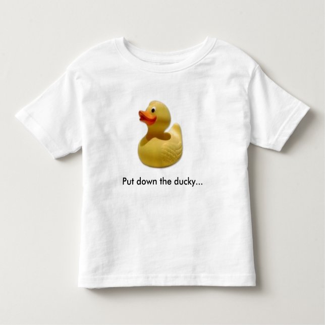 Camiseta De Bebé duckie1, puso el ducky en el suelo… (Anverso)