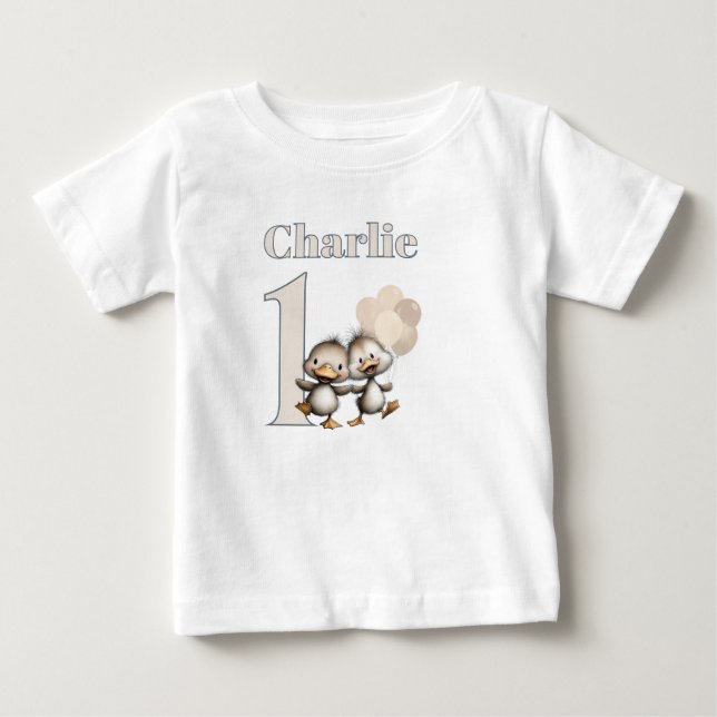 Camiseta De Bebé Ducklings Dancing 1st Birthday Celebrations! (Anverso)