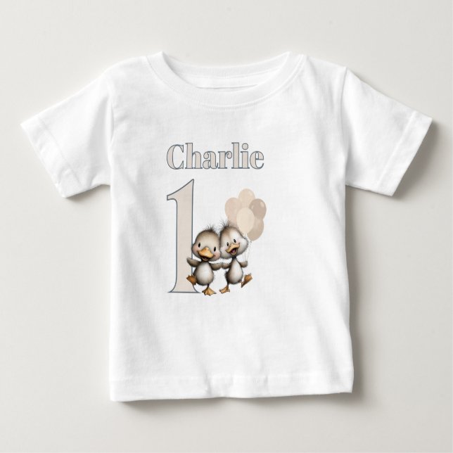Camiseta De Bebé Ducklings Dancing 1st Birthday Celebrations! (Anverso)