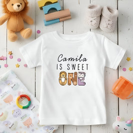 Camiseta De Bebé Dulce animal salvaje personalizado Un primer cumpl