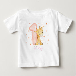 Camiseta De Bebé Dulce bebé Giraffe Chica Primer cumpleaños