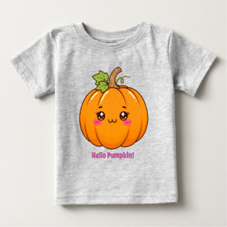 Camiseta De Bebé Dulce Calabaza Sonriente de Dibujos Kawaii