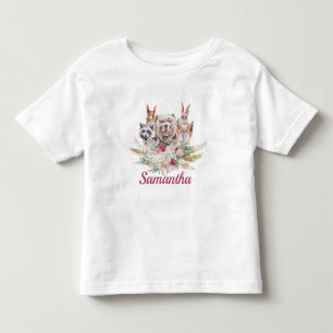 Camiseta De Bebé Dulce Chica Boho Animales del Bosque Salvaje