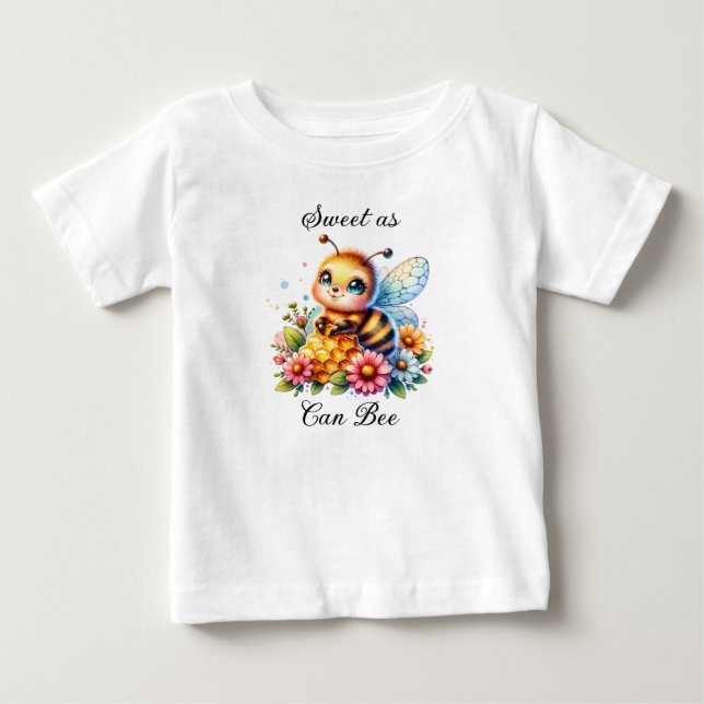 Camiseta De Bebé Dulce como puede ser | Abeja y flores de miel (Anverso)