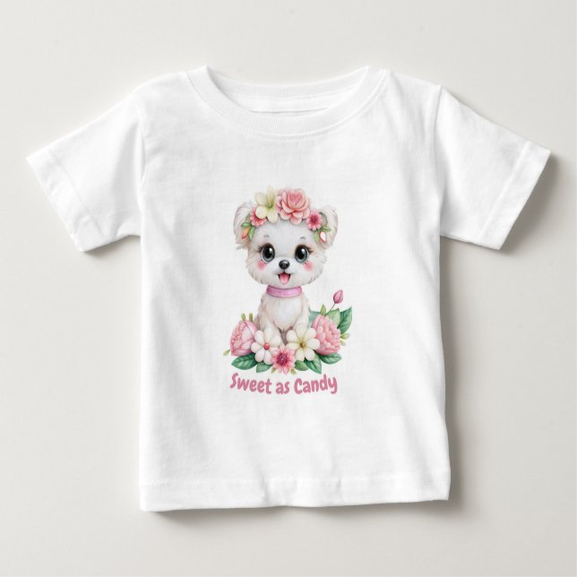 Camiseta De Bebé Dulce como una caramelo de cachorro (Anverso)