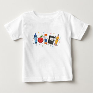 Camiseta De Bebé Dulce escuadrón de útiles escolares dibujados a ma