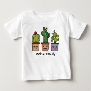 Camiseta De Bebé Dulce Familia de Cactus en Acuarela