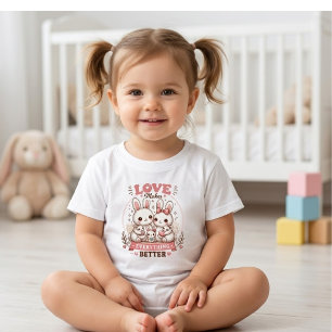 Camiseta De Bebé Dulce Familia de Conejo El Amor Hace que Todo sea 