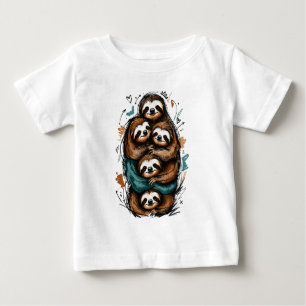 Camiseta De Bebé Dulce familia de perezosos apilados – Dibujo diver