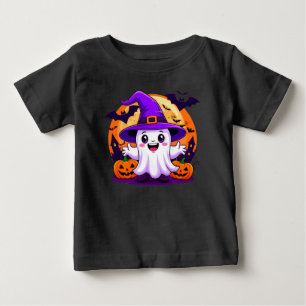 Camiseta De Bebé Dulce Fantasma de Dibujos Animados con Sombrero de