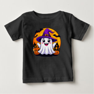 Camiseta De Bebé Dulce Fantasma de Dibujos Animados con Sombrero de