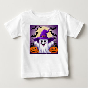 Camiseta De Bebé Dulce Fantasma de Dibujos Animados con Sombrero de