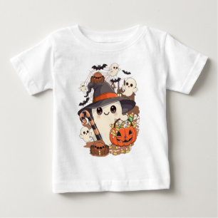 Camiseta De Bebé Dulce Fantasma de Halloween en Estilo Kawaii