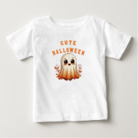 Dulce Fantasma Kawaii Con Hojas De Otoño Halloween
