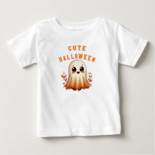 Camiseta De Bebé Dulce Fantasma Kawaii Con Hojas De Otoño Halloween