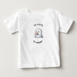 Camiseta De Bebé Dulce Fantasma Kawaii que Sostiene Café Acuarela 