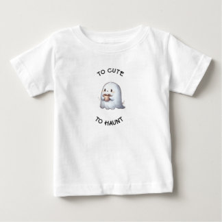 Camiseta De Bebé Dulce Fantasma Kawaii que Sostiene Café Acuarela