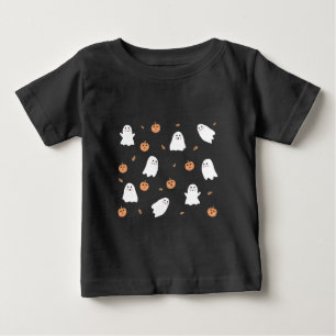 Camiseta De Bebé Dulce fantasma y calabaza Patrón negro de Hallowee