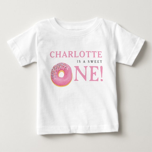 Camiseta De Bebé Dulce fiesta de primer cumpleaños de Donut Pink (Anverso)