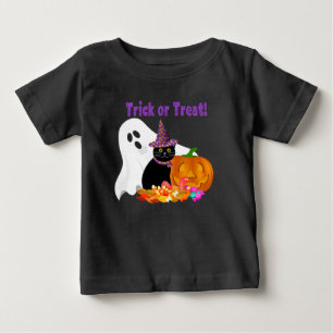 Camiseta De Bebé Dulce Glitter Morado Truco o Trato Halloween