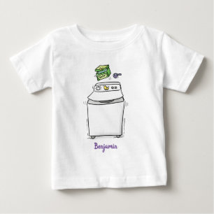 Camiseta De Bebé Dulce ilustración de dibujos animados de lavadora 