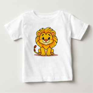 Camiseta De Bebé Dulce ilustración estilo caricatura de un león