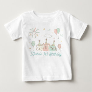 Camiseta De Bebé Dulce Juguetón y Tres Cumpleaños
