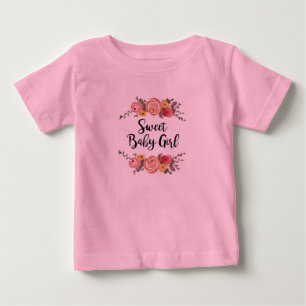 Camiseta De Bebé Dulce Niña Jardín Floral
