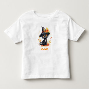Camiseta De Bebé Dulce nombre personalizado de gato de Halloween