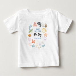 Camiseta De Bebé Dulce océano bajo el mar Baby Shower de animales