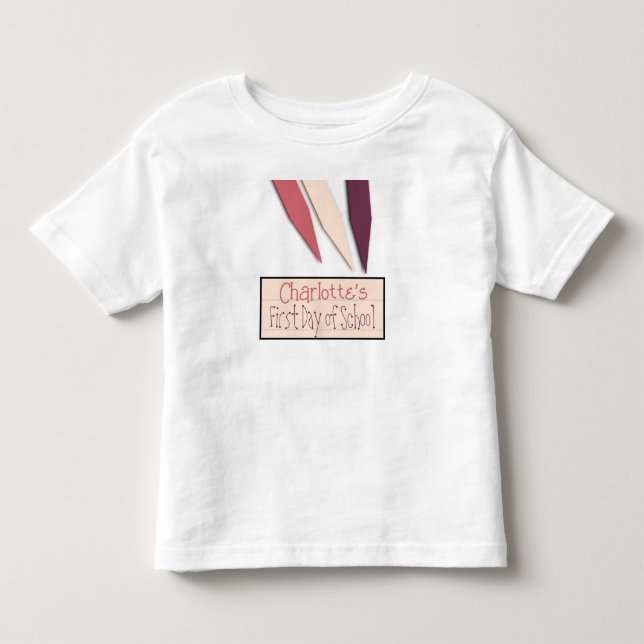 Camiseta De Bebé Dulce personalizable primer día de escuela  (Anverso)
