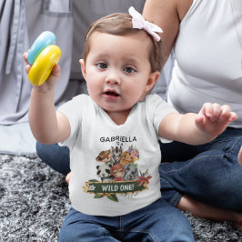 Camiseta De Bebé Dulce Salvaje Uno Animales de la Jungla