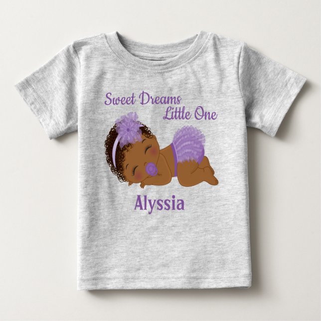 Camiseta De Bebé Dulce sueños Niña bebé afroamericana camiseta (Anverso)