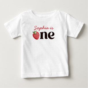 Camiseta De Bebé Dulce Una Niña de Fresa Cumple 1 Año