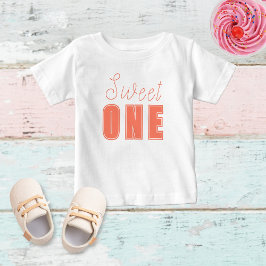 Camiseta De Bebé Dulce uno, chicas rosa primer cumpleaños