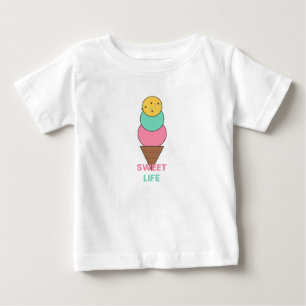 Camiseta De Bebé Dulce Vida - Helado de Triple Cucharada - Kawaii A