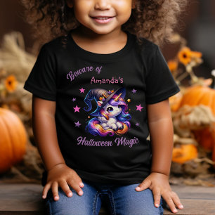 Camiseta De Bebé Dulces Chicas Unicornio Halloween Nombre Personali