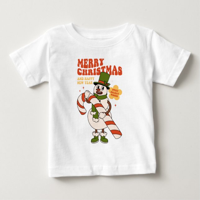 Camiseta De Bebé Dulces deseos de vacaciones - Un Navidad de caña d (Anverso)
