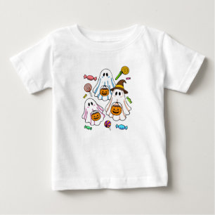 Camiseta De Bebé Dulces Fantasmas Espeluznantes de Halloween y Truc