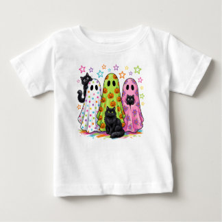 Camiseta De Bebé Dulces Fantasmas y Gatos Negros