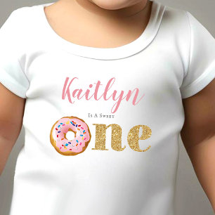 Camiseta De Bebé Dulces Niñas Donut Cumpleaños 1 año