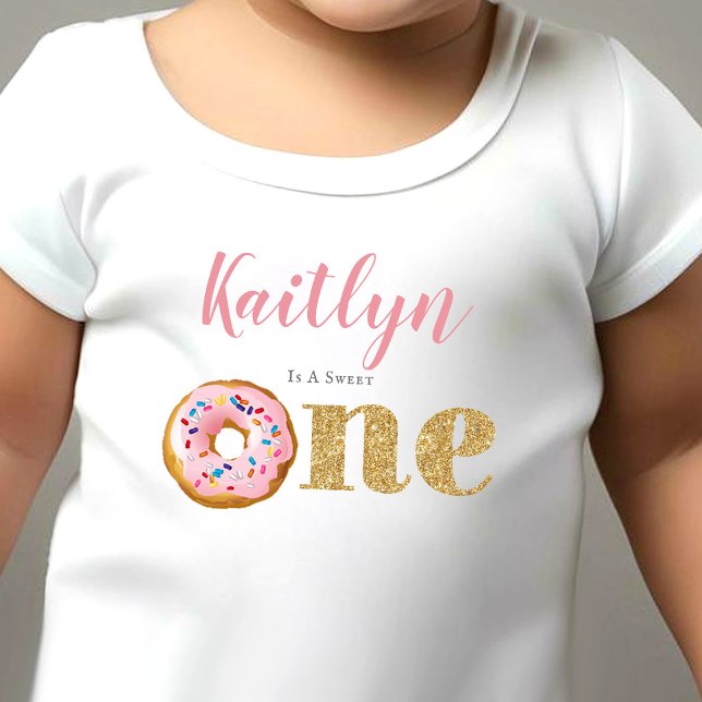 Camiseta De Bebé Dulces Niñas Donut Cumpleaños 1 año (Subido por el creador)