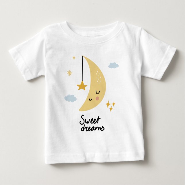 Camiseta De Bebé Dulces sueños Luna y estrellas (Anverso)