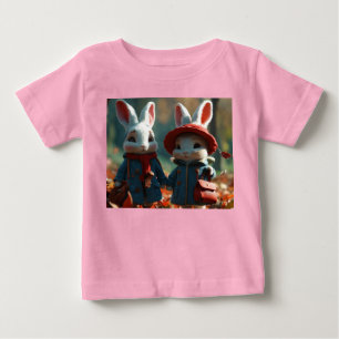 Camiseta De Bebé Dúo conejo al estilo del piano Tee bebé