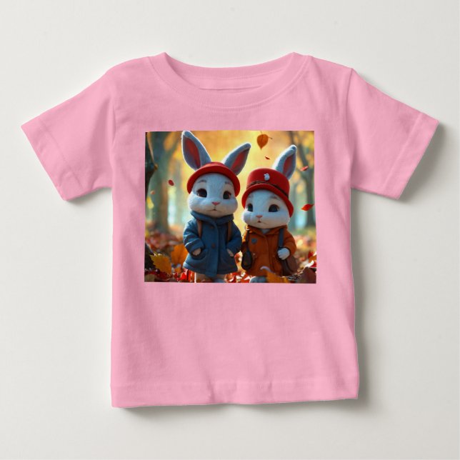 Camiseta De Bebé Dúo conejo al estilo del piano Tee bebé (Anverso)