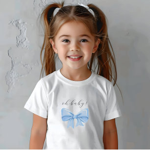 Camiseta De Bebé Dusty Blue Aquarela Lazo Baby Shower