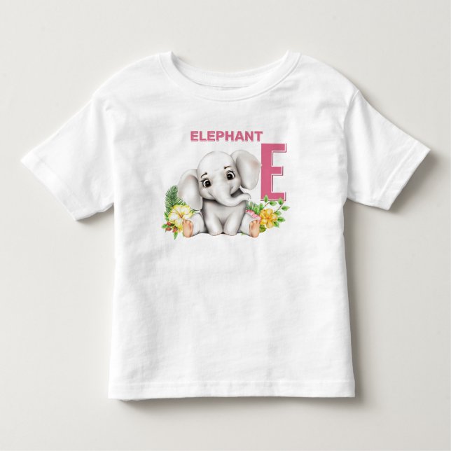 Camiseta De Bebé E es para el alfabeto elefante (Anverso)