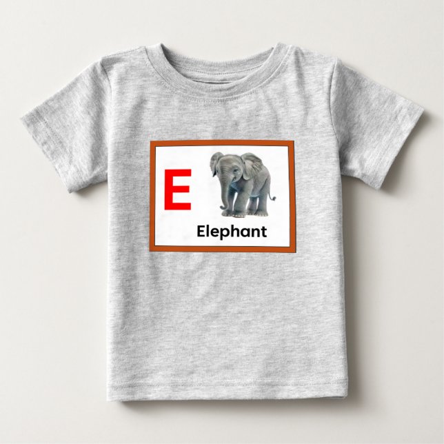 Camiseta De Bebé E es para Elephant (Anverso)
