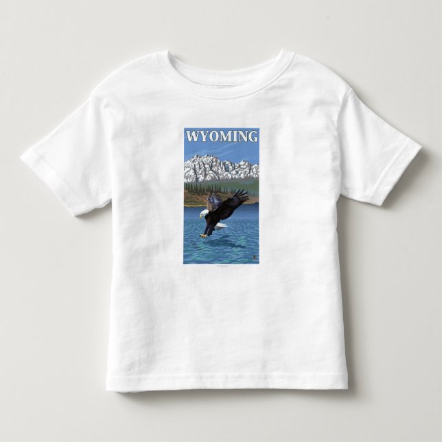 Camiseta De Bebé Eagle calvo que se zambulle - Wyoming (Anverso)