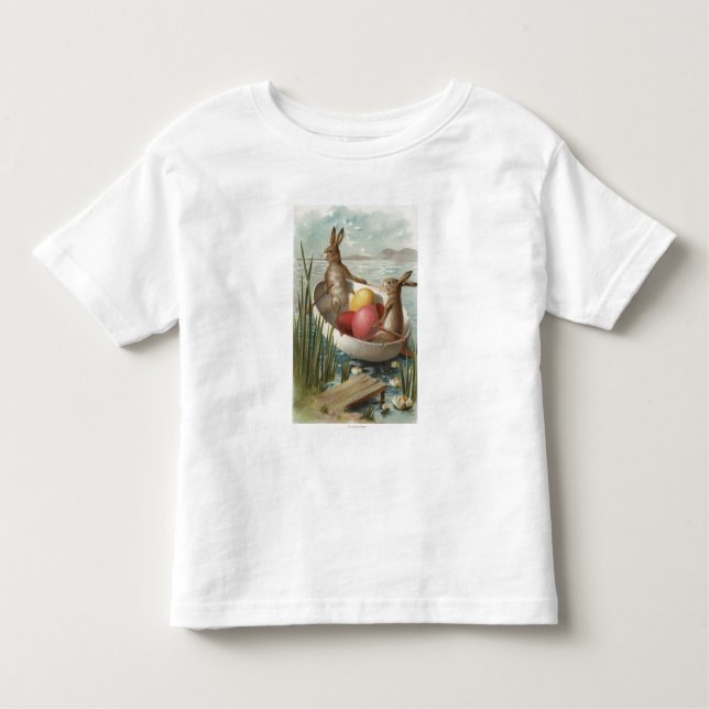 Camiseta De Bebé EasterBunnies en un barco con los huevos (Anverso)